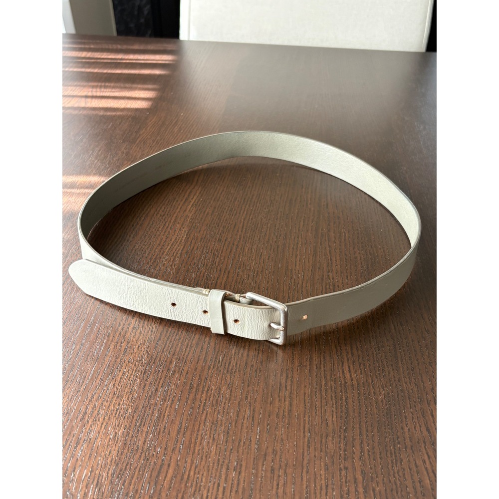 Banana Republic Classic Light Gray 90s Leather Belt Silver Buckle Sz L